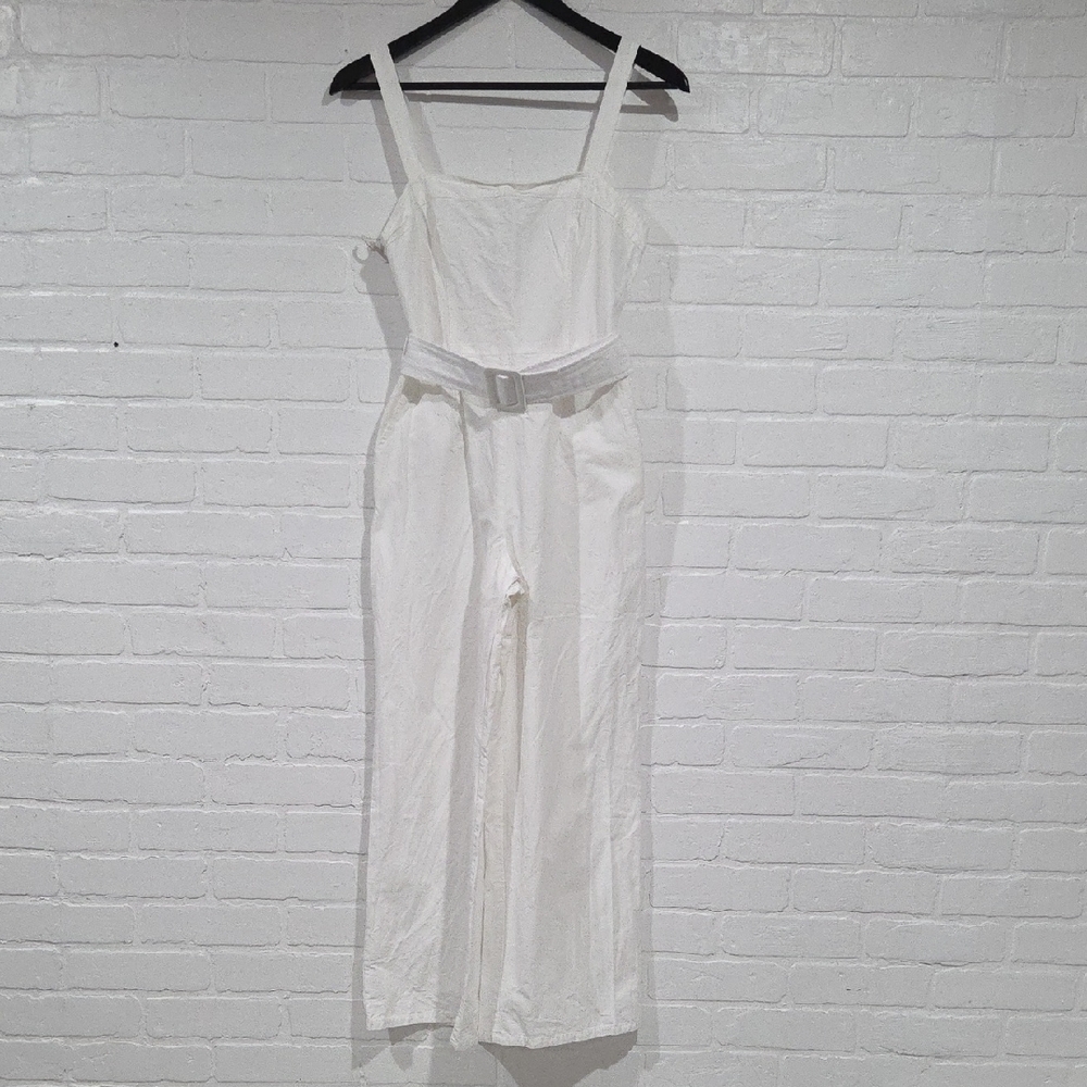 Urban Outfitters White Belted Jumpsuit